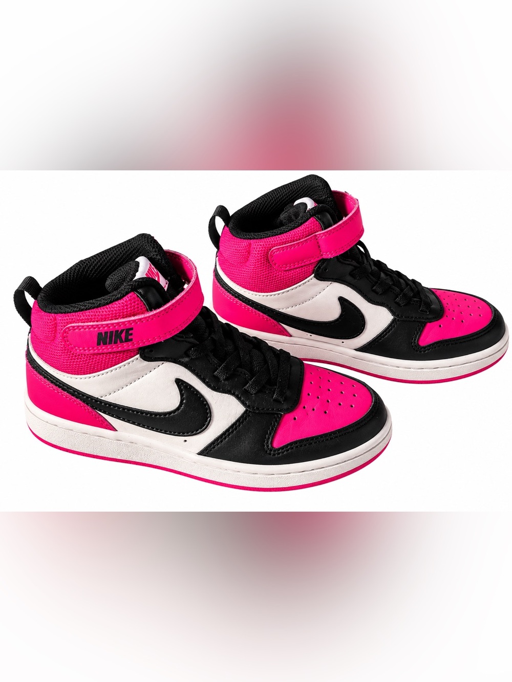 Nike Kids High-Top Sneakers in Hot Pink, Black & White